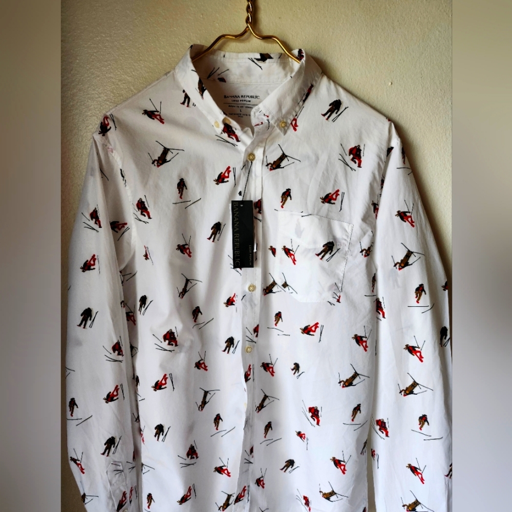 Mens Novelty Print Button Down